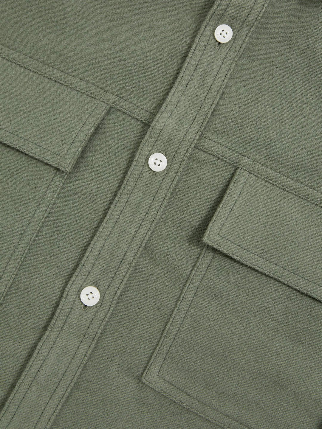 Moleskin-Cotton Twin-Pocket Overshirt in Green | Reiss Men Featured