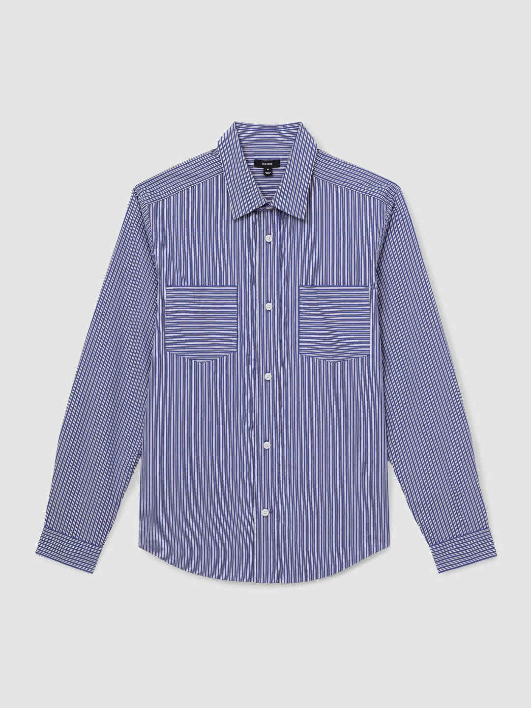 Cotton-Poplin Stripe Twin-Pocket Shirt in Blue/White | Reiss Men Exclusive