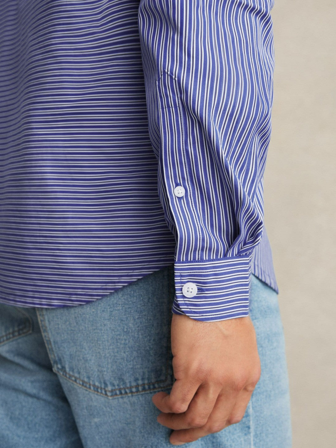 Cotton-Poplin Stripe Twin-Pocket Shirt in Blue/White | Reiss Men Exclusive