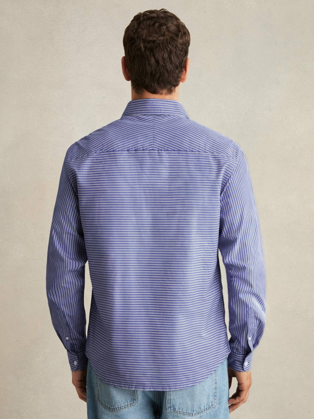 Cotton-Poplin Stripe Twin-Pocket Shirt in Blue/White | Reiss Men Exclusive