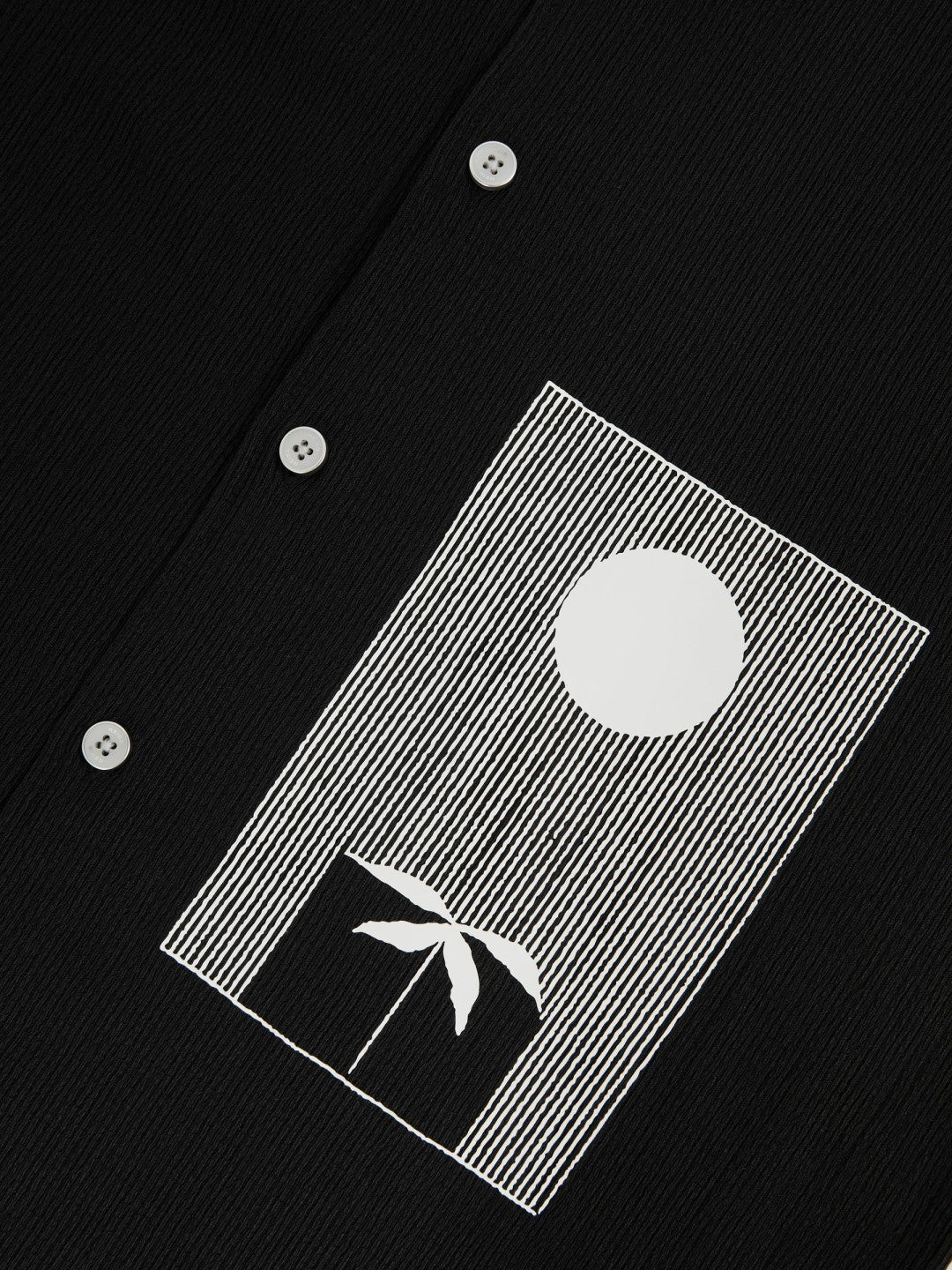 Graphic Print Cuban-Collar Shirt in Black | Reiss Men Best Seller