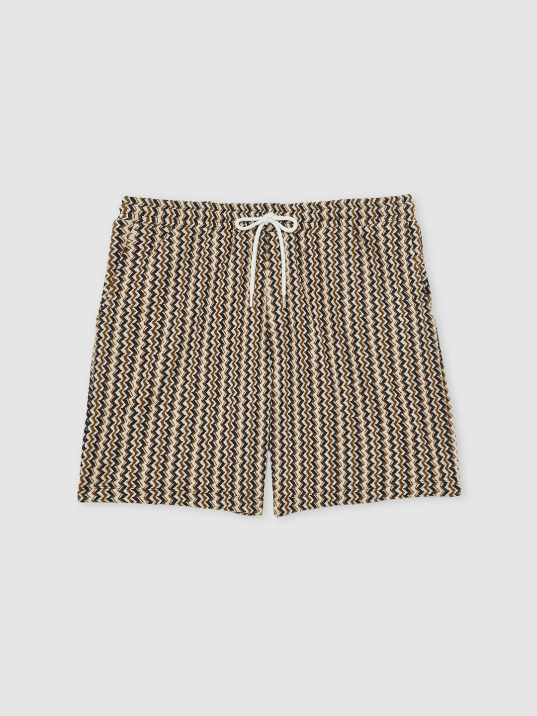 Zig-Zag Knit Drawstring Shorts in Tobacco Brown | Reiss Men Signature