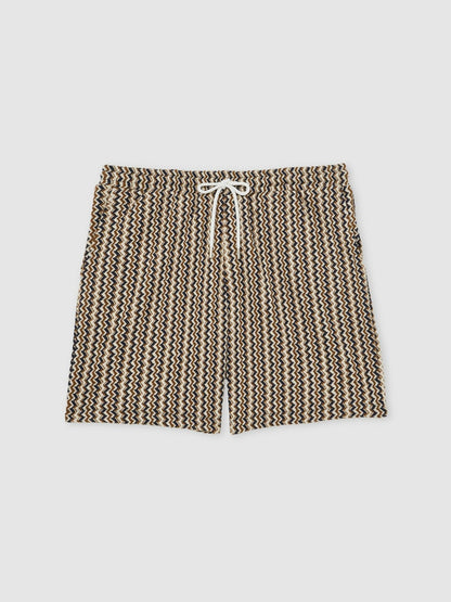 Zig-Zag Knit Drawstring Shorts in Tobacco Brown | Reiss Men Signature