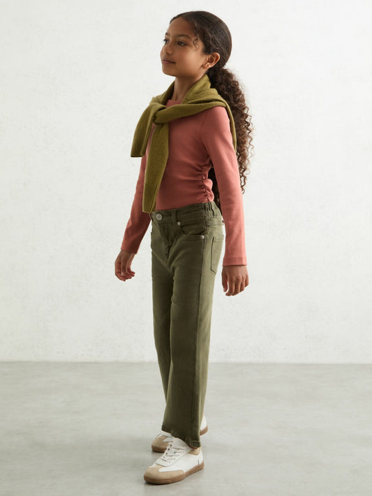 9-13 yrs Cotton Ruched Long-Sleeve T-Shirt with Stretch in Rose | Reiss Children & Baby Trending