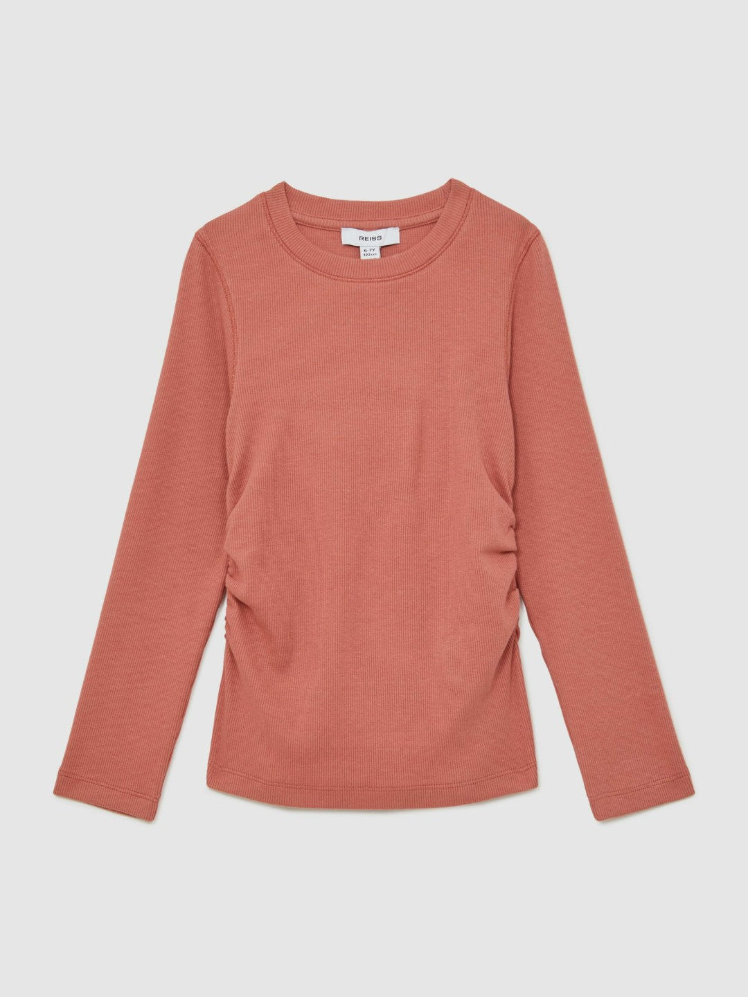 9-13 yrs Cotton Ruched Long-Sleeve T-Shirt with Stretch in Rose | Reiss Children & Baby Trending
