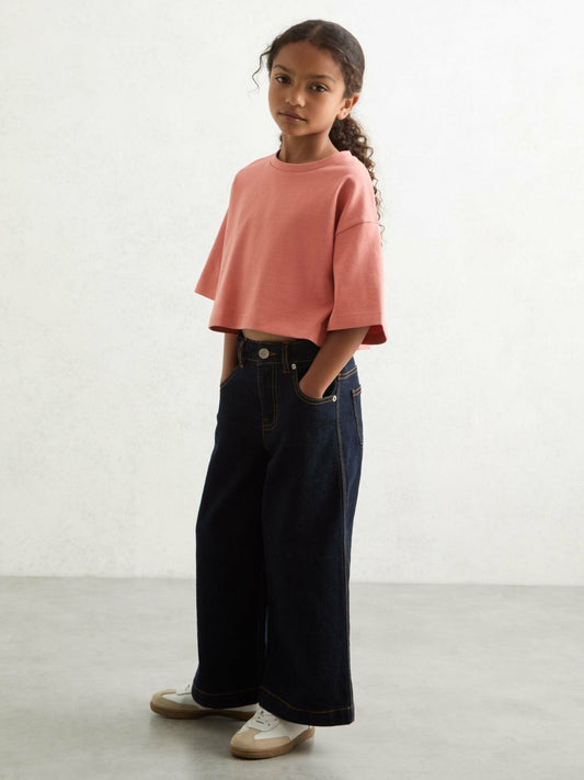 9-13 yrs Cotton Oversized Cropped T-Shirt in Rose | Reiss Children & Baby Best Seller