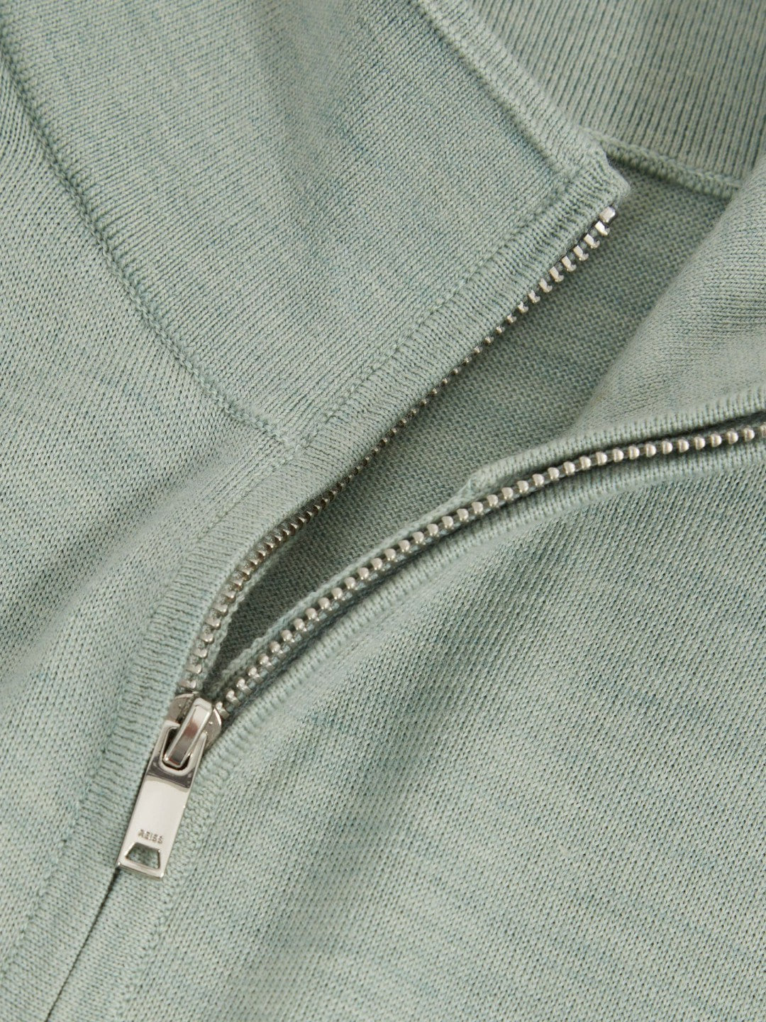 Merino Wool Half-Zip Jumper in Sage Green Melange | Reiss Men Trending