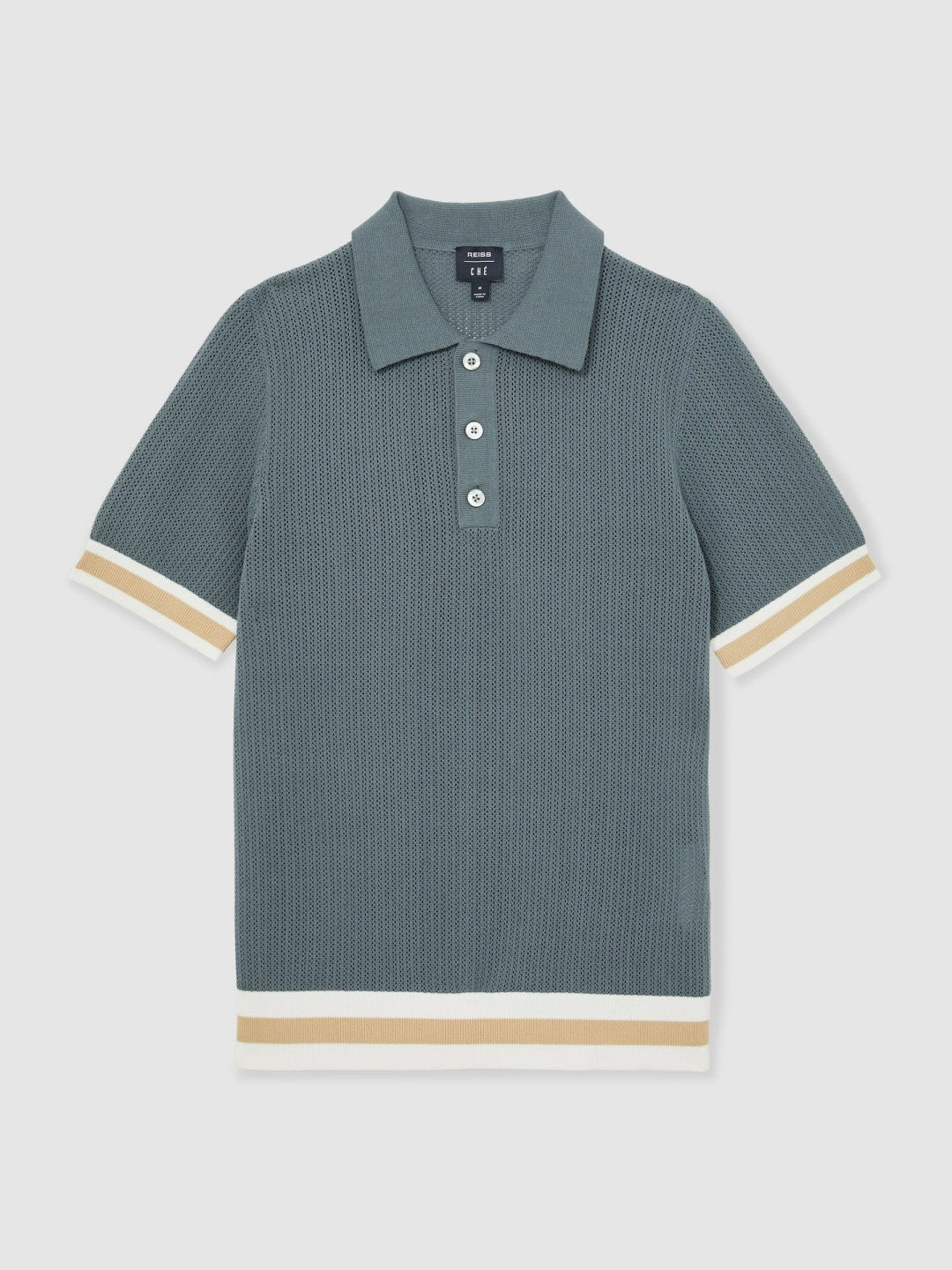 | Ché Cotton Knit Polo Shirt in Airforce Blue | Reiss Men Featured