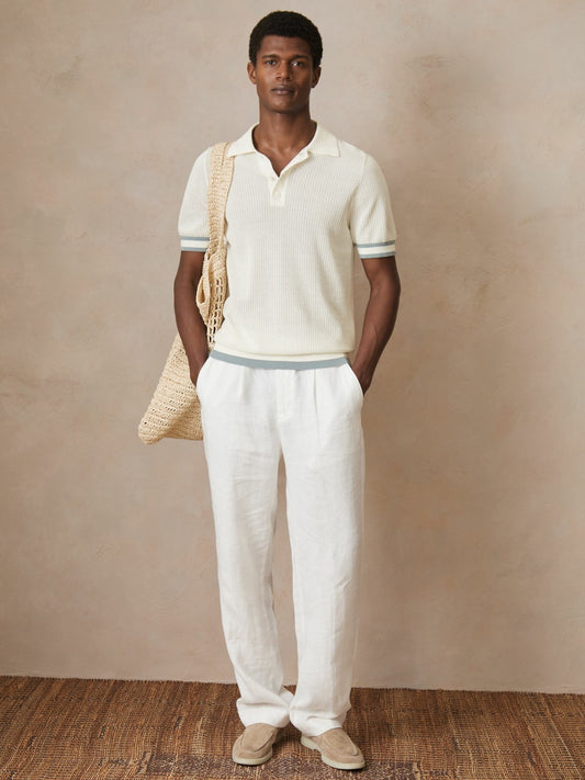 | Ché Cotton Knit Polo Shirt in White | Reiss Men New