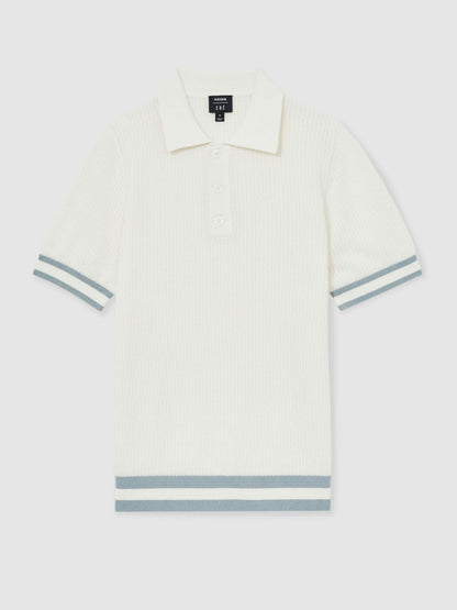 | Ché Cotton Knit Polo Shirt in White | Reiss Men New