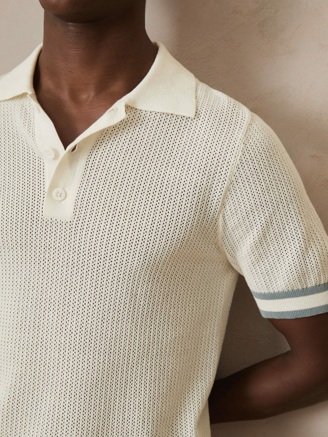 | Ché Cotton Knit Polo Shirt in White | Reiss Men New