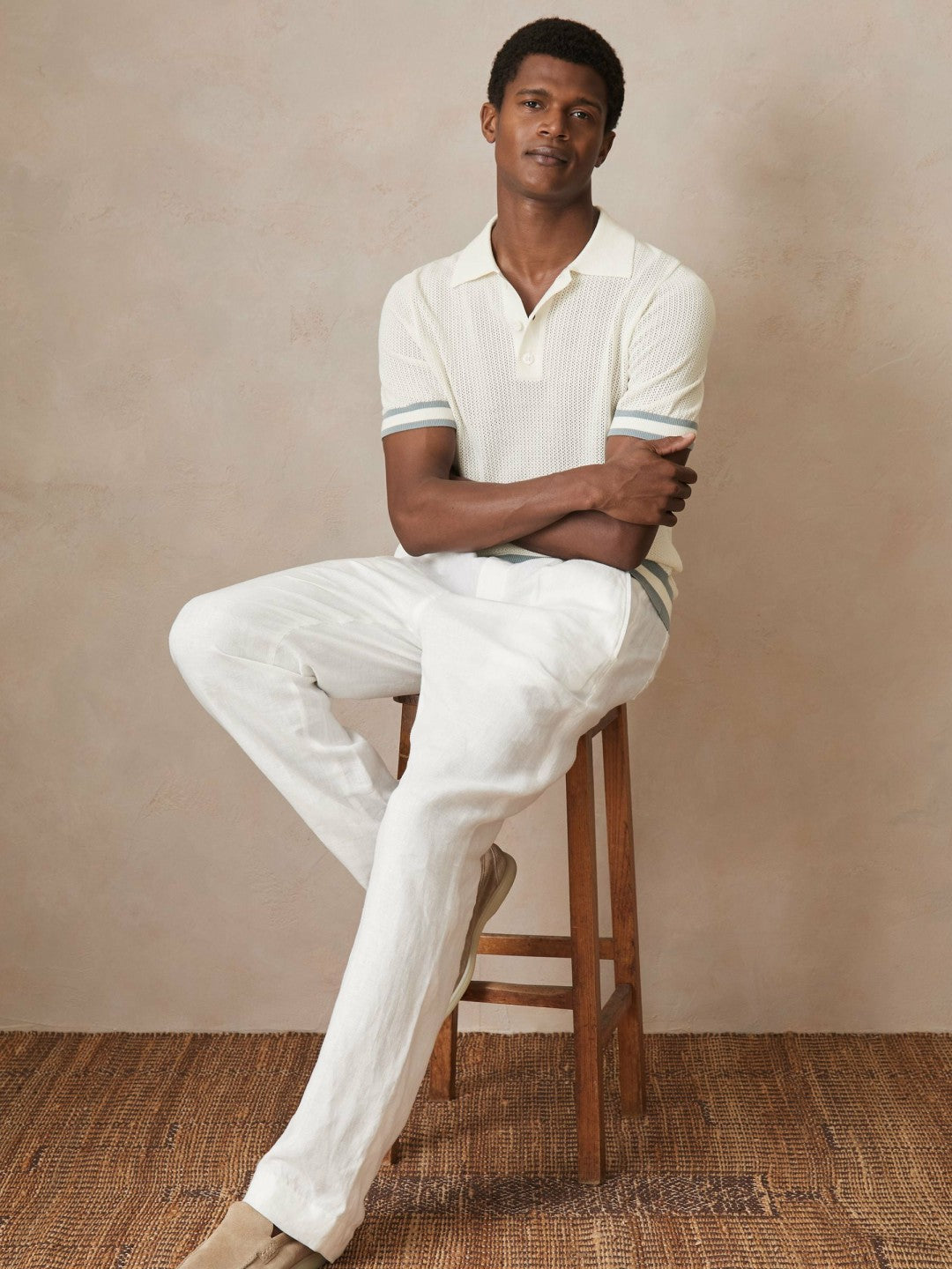 | Ché Cotton Knit Polo Shirt in White | Reiss Men New