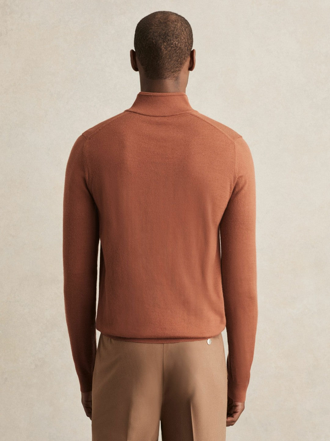 Merino Wool Half-Zip Jumper in Cinnamon Brown | Reiss Men Recommended