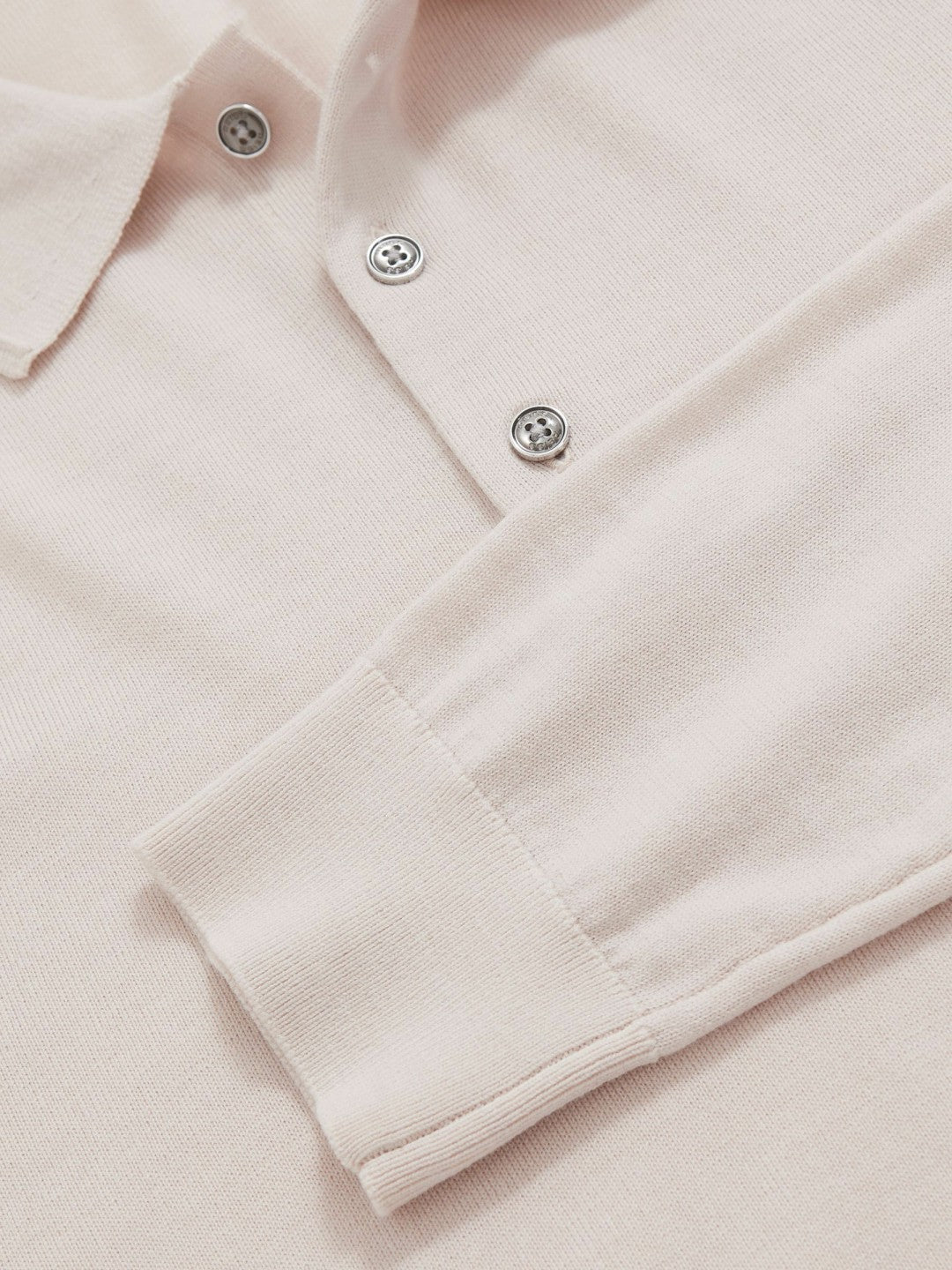 Merino Wool Long-Sleeve Polo Shirt in Beige | Reiss Men Premium