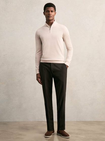 Merino Wool Half-Zip Jumper in Beige | Reiss Men Trending