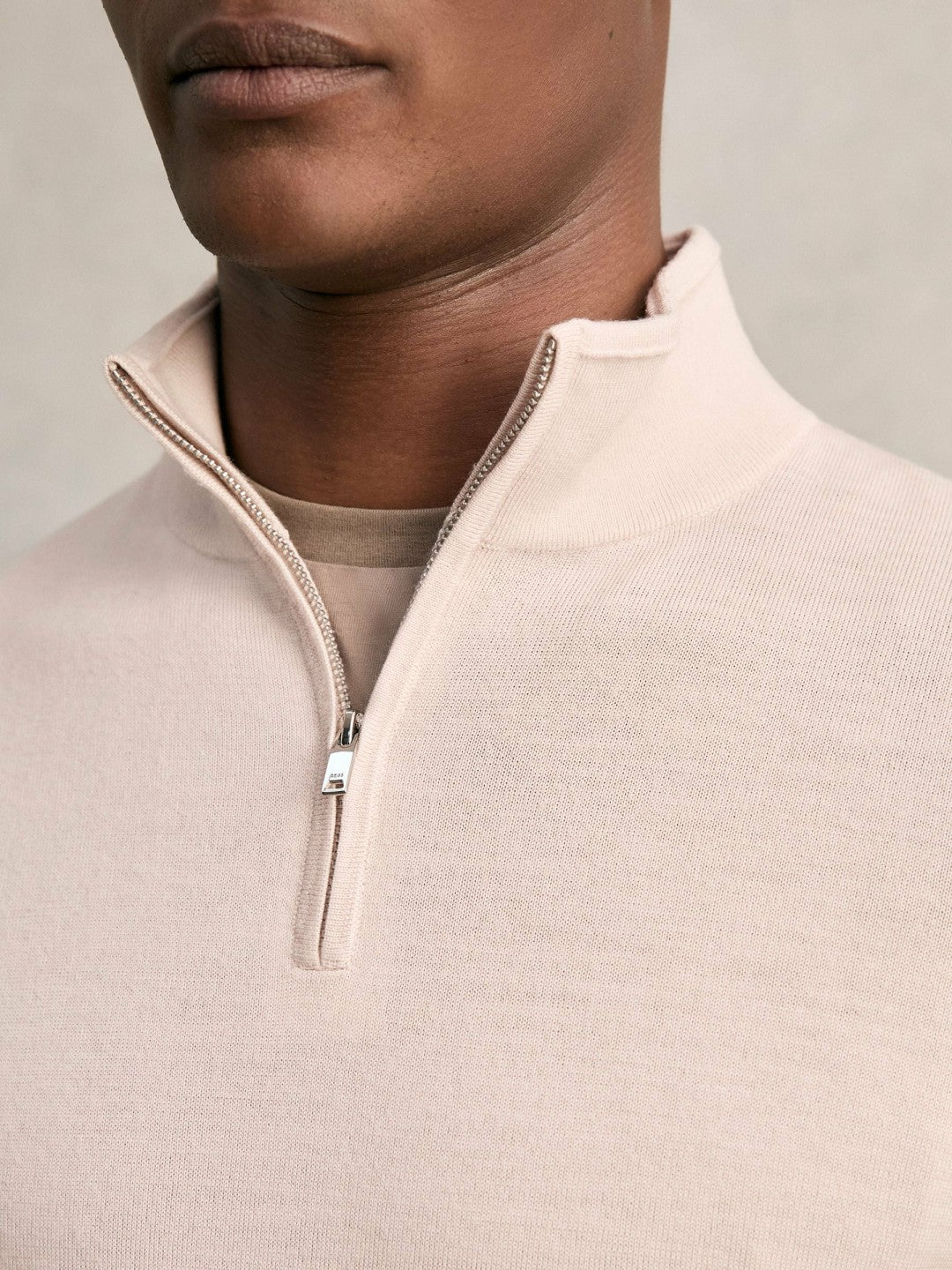 Merino Wool Half-Zip Jumper in Beige | Reiss Men Trending