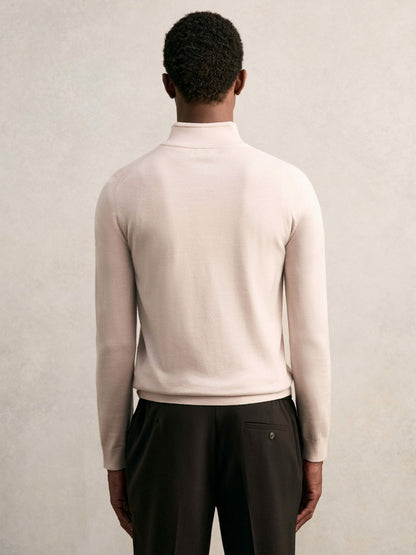 Merino Wool Half-Zip Jumper in Beige | Reiss Men Trending