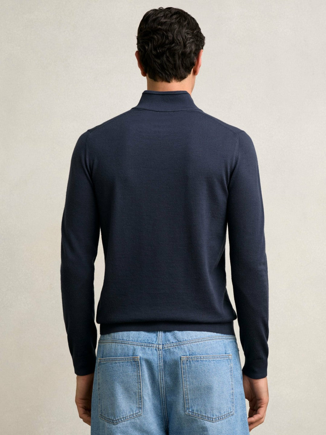 Merino Wool Half-Zip Jumper in Midnight Navy | Reiss Men Best Seller