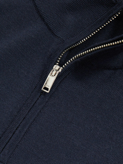 Merino Wool Half-Zip Jumper in Midnight Navy | Reiss Men Best Seller