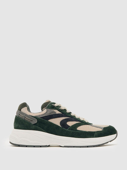 Panelled Running Trainers in Forest Green/Stone | Reiss Men Popular