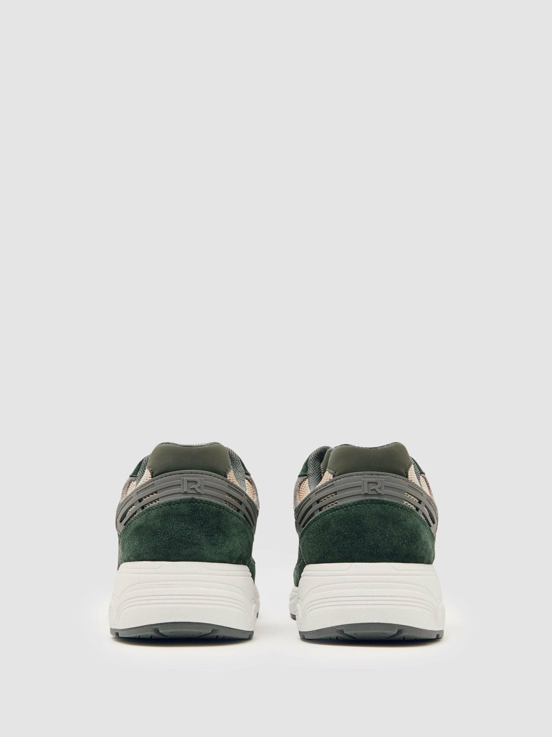 Panelled Running Trainers in Forest Green/Stone | Reiss Men Popular