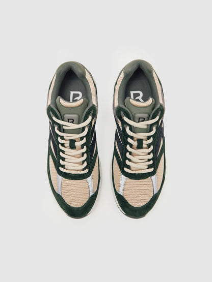 Panelled Running Trainers in Forest Green/Stone | Reiss Men Popular