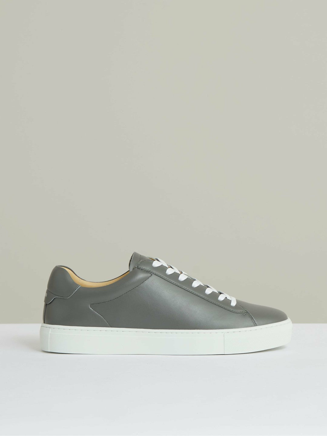 Leather Low-Top Trainers in Graphite Grey | Reiss Men Best Seller