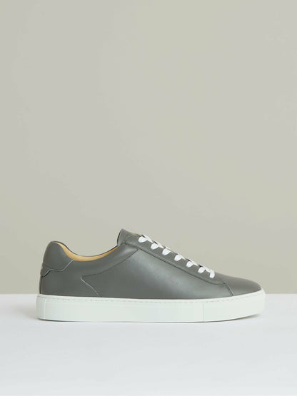 Leather Low-Top Trainers in Graphite Grey | Reiss Men Best Seller