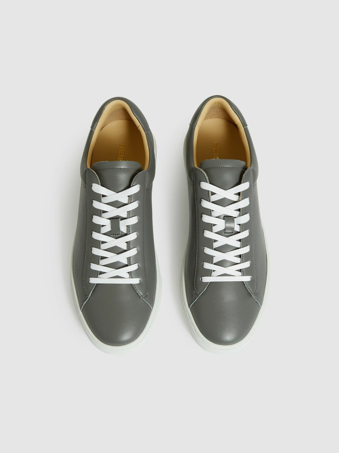 Leather Low-Top Trainers in Graphite Grey | Reiss Men Best Seller
