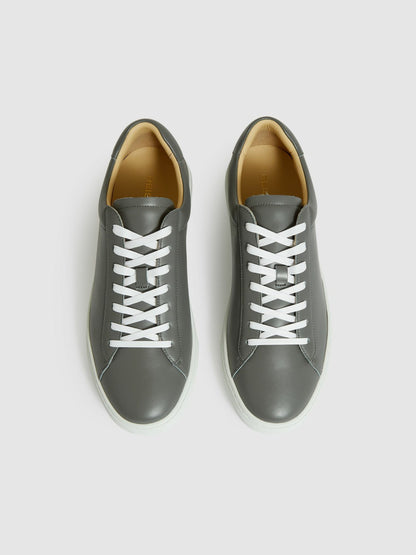 Leather Low-Top Trainers in Graphite Grey | Reiss Men Best Seller