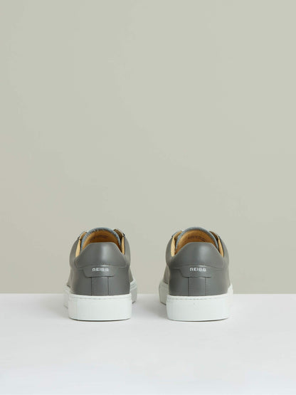 Leather Low-Top Trainers in Graphite Grey | Reiss Men Best Seller