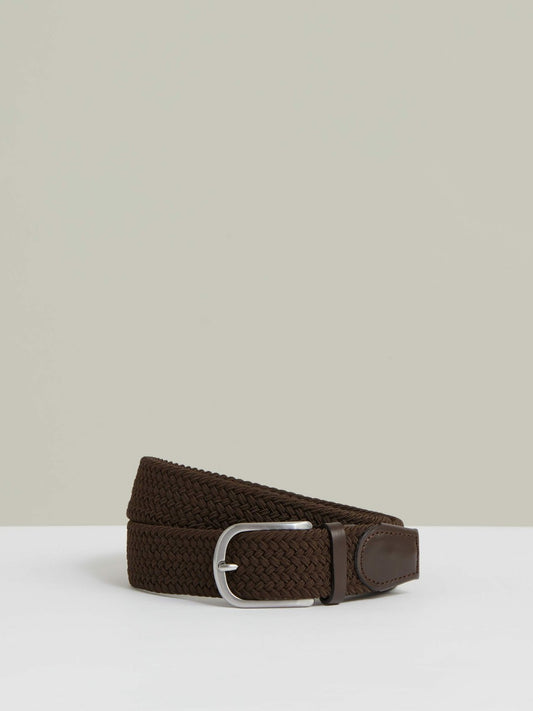 Basket Weave Belt in Dark Brown | Reiss Men New