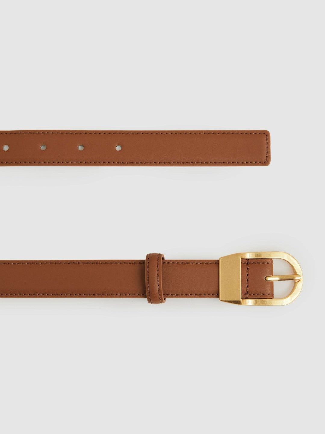 Leather Curved-Buckle Belt in Tan | Reiss Women Recommended