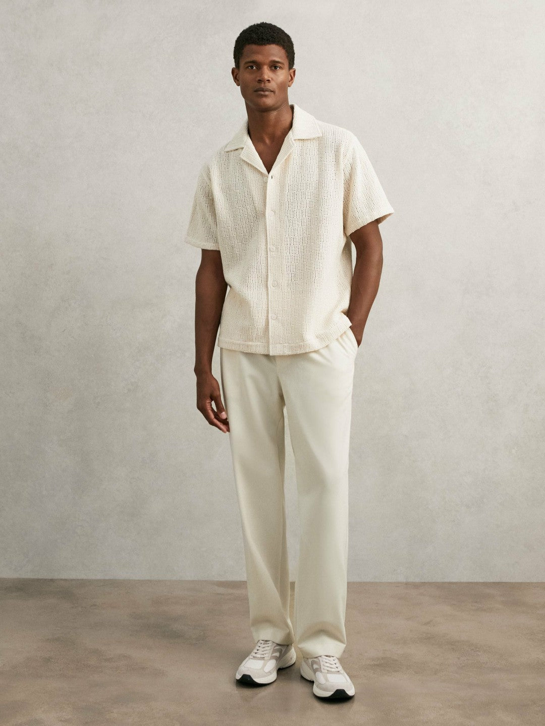 Panelled Running Trainers in Off White/Stone | Reiss Men Featured