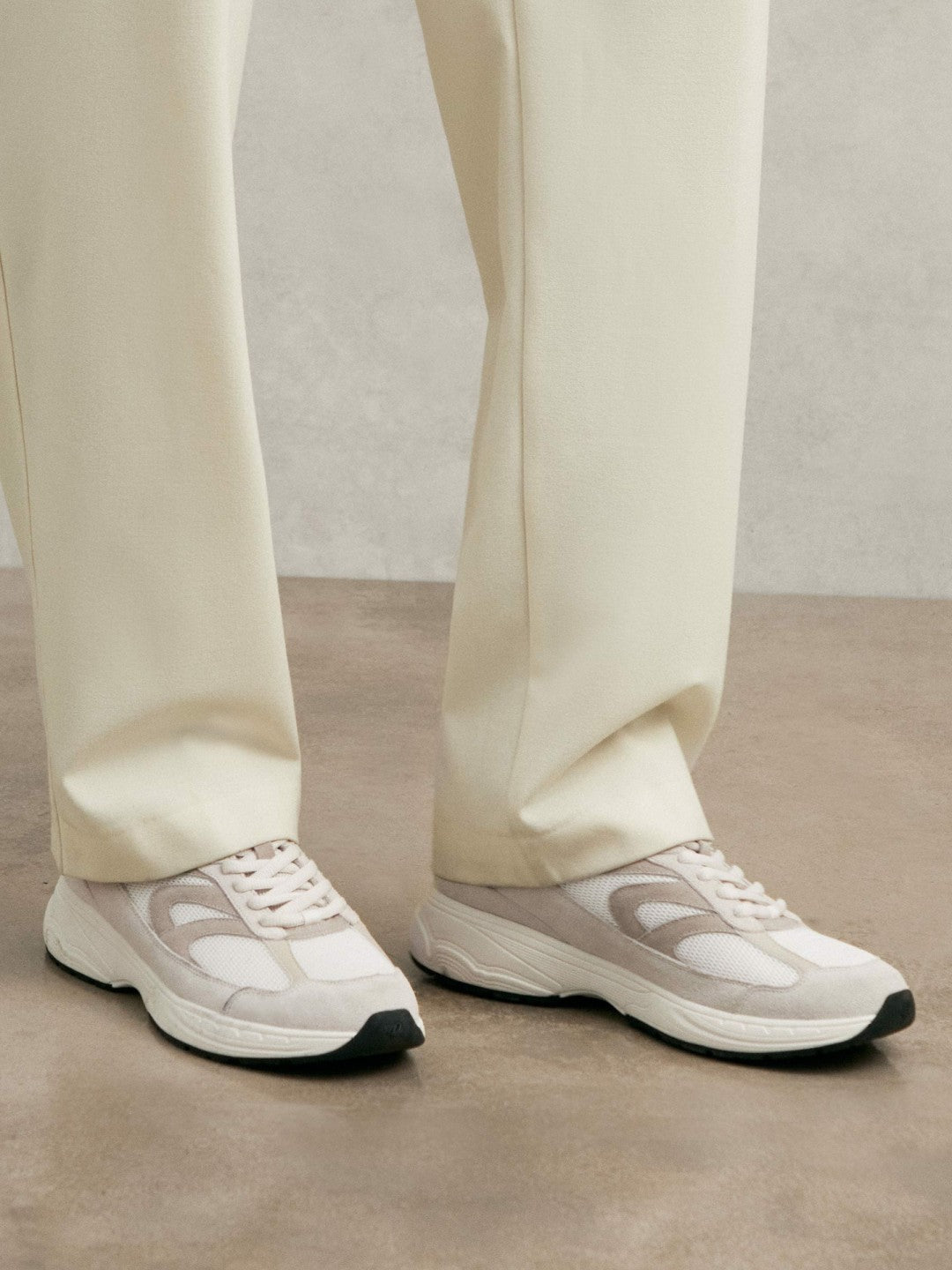 Panelled Running Trainers in Off White/Stone | Reiss Men Featured