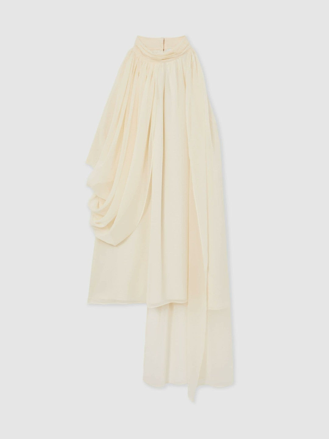 Draped Chiffon Sleeveless Mini Dress in Ivory | Reiss Women Featured
