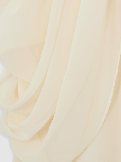 Draped Chiffon Sleeveless Mini Dress in Ivory | Reiss Women Featured
