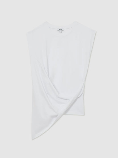 Cotton Drape T-Shirt in White | Reiss Women Recommended