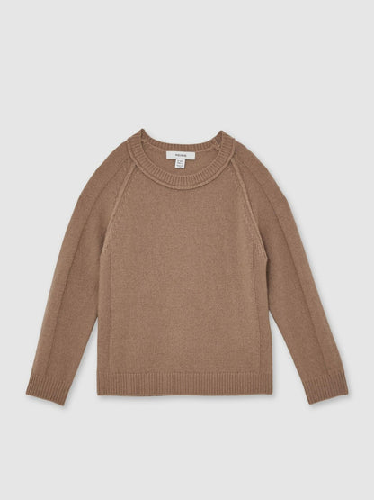 3-9 yrs Wool-Cashmere Reverse-Seam Jumper in Camel | Reiss Children & Baby Signature