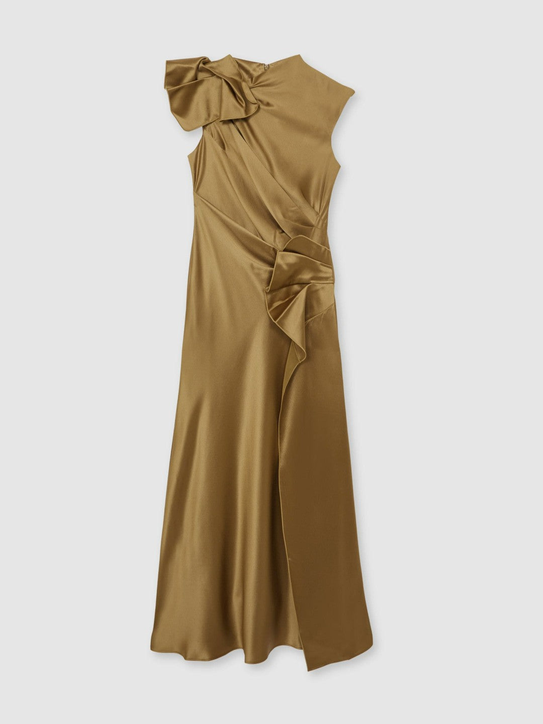 Acler Draped Satin Midi Dress in Gold Moss | Reiss Women Popular