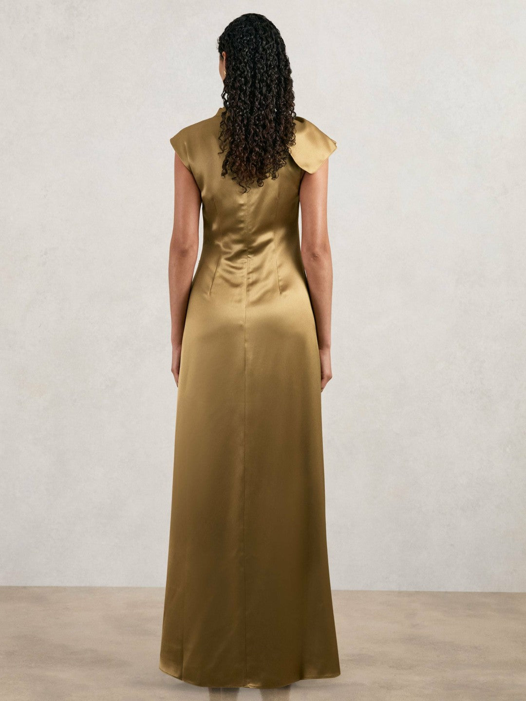 Acler Draped Satin Midi Dress in Gold Moss | Reiss Women Popular
