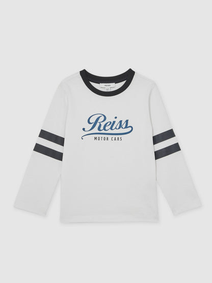 3-9 yrs Cotton Motor Cars Logo T-Shirt in White/Blue | Reiss Children & Baby Premium