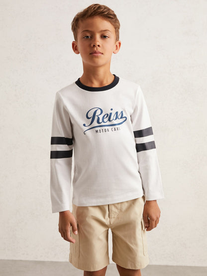 3-9 yrs Cotton Motor Cars Logo T-Shirt in White/Blue | Reiss Children & Baby Premium