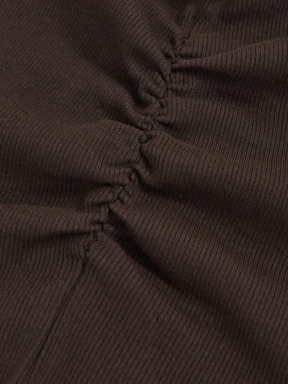 13-14 yrs Cotton Ruched Long-Sleeve T-Shirt with Stretch in Chocolate | Reiss Children & Baby Premium