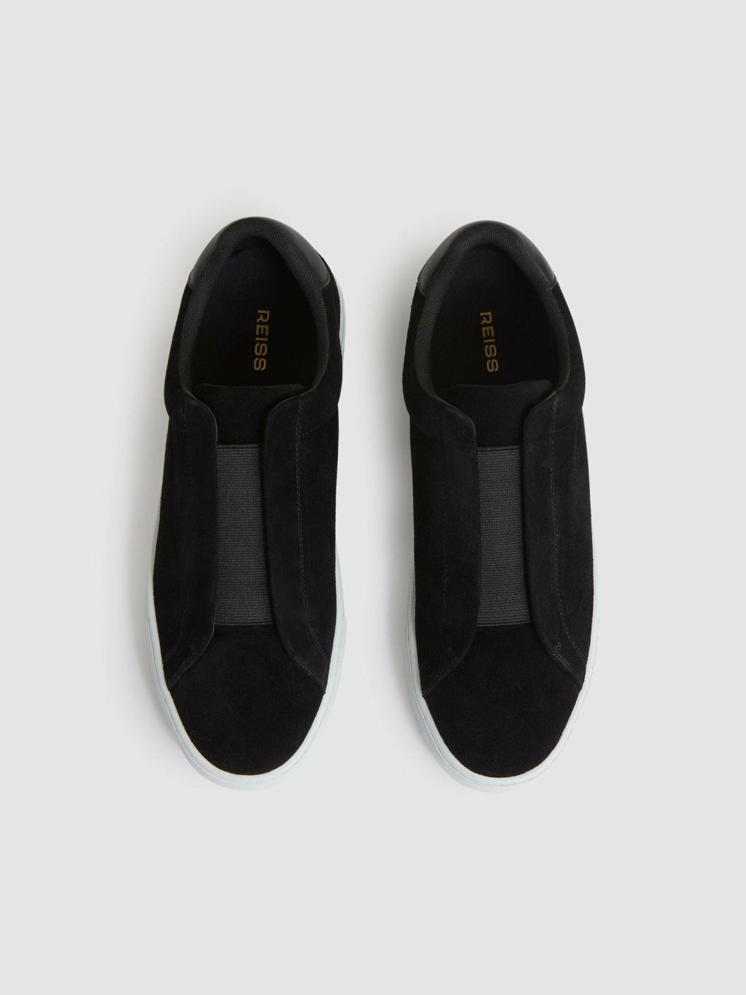 Suede Slip-On Elasticated Trainers in Black | Reiss Men Popular