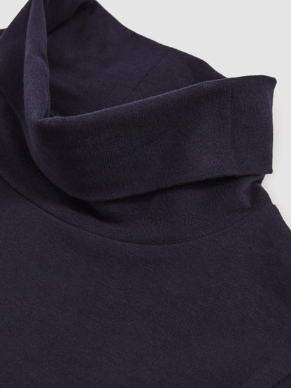 13-14 yrs Cotton-Jersey Roll-Neck Top with Stretch in Navy | Reiss Children & Baby Exclusive