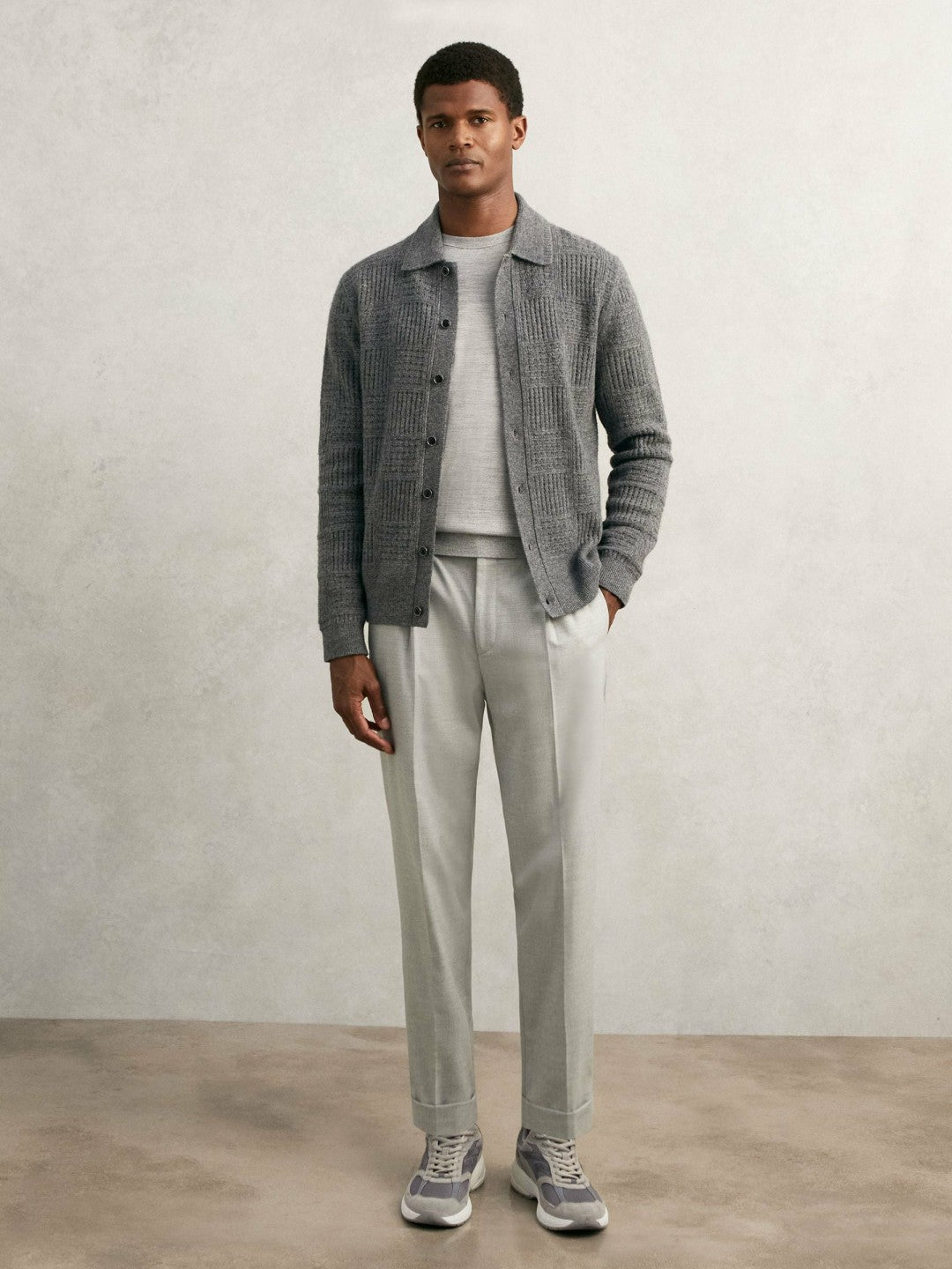 Panelled Running Trainers in Grey | Reiss Men Featured