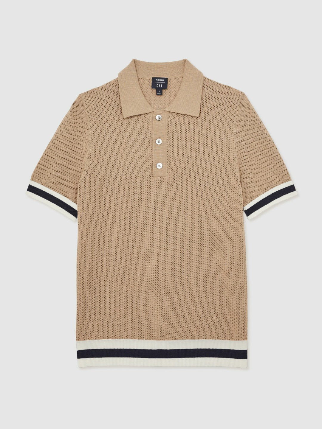 | Ché Cotton Knit Polo Shirt in Camel Brown | Reiss Men New