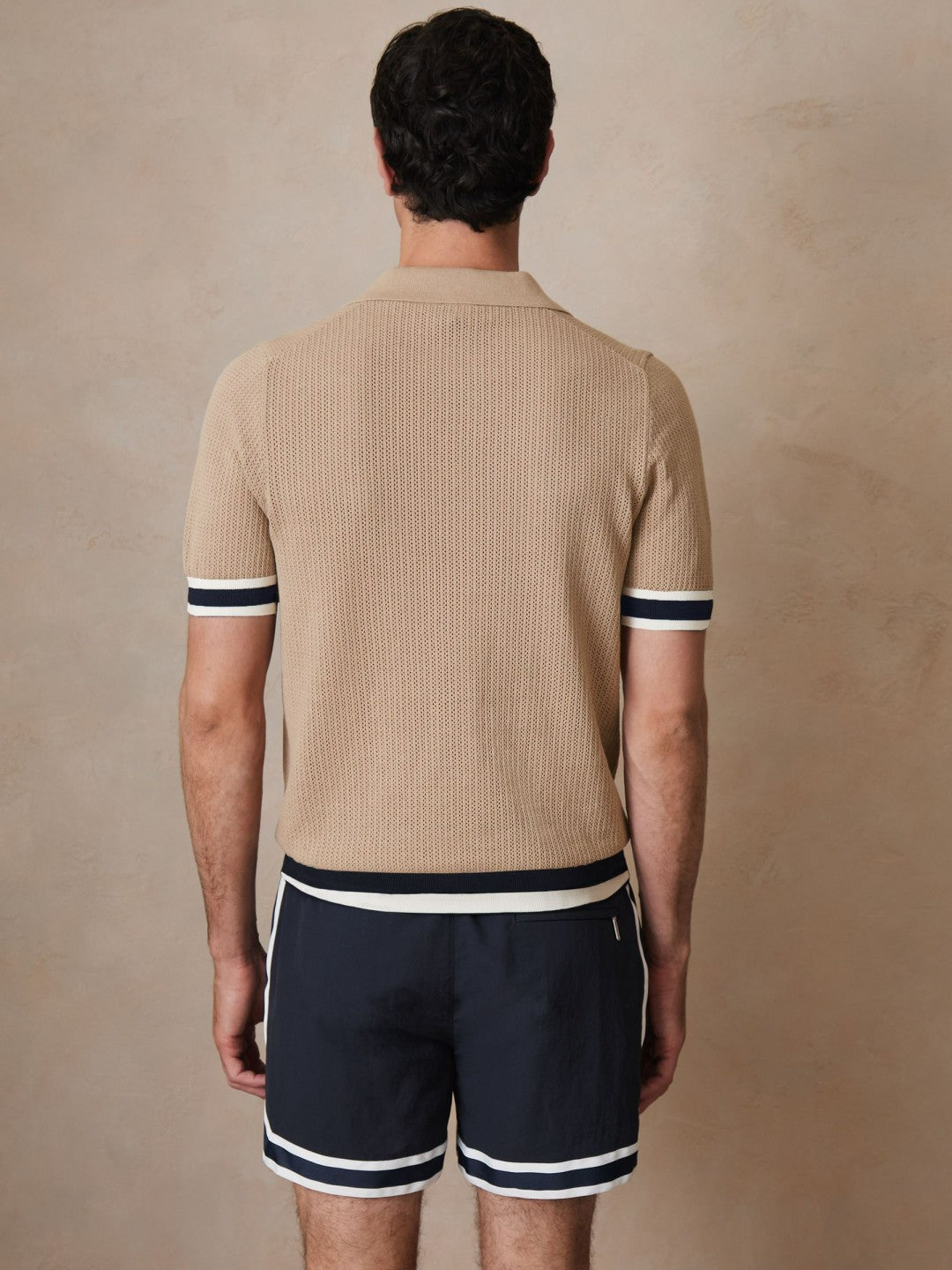 | Ché Cotton Knit Polo Shirt in Camel Brown | Reiss Men New