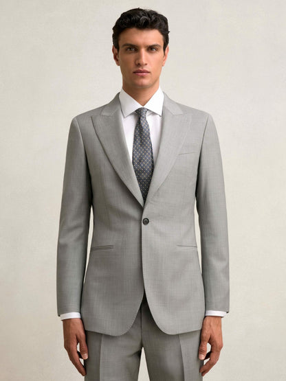 Slim-Fit Wool Single Breasted Suit Blazer in Mid Grey | Reiss Men Signature